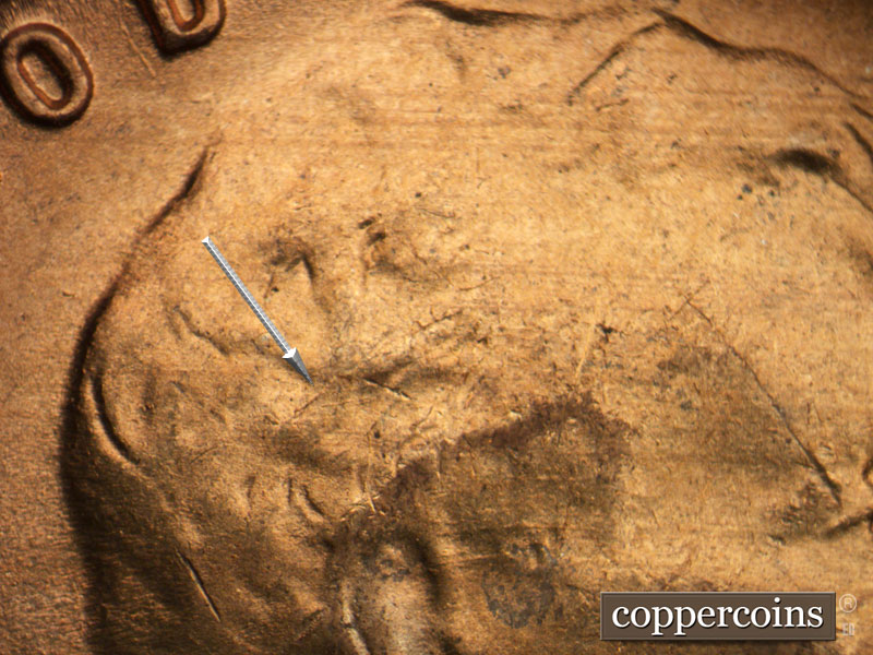 Die-stage C marker on 1953S•1MM•008 (1953 Repunched Mint Mark).