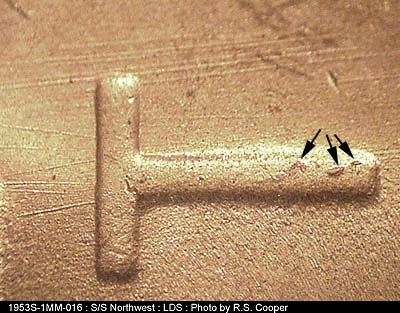 Die-stage C marker on 1953S•1MM•016 (1953 Repunched Mint Mark).