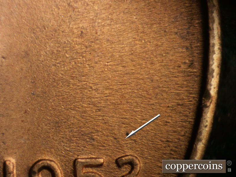 Die-stage C marker on 1953S•1MM•017 (1953 Repunched Mint Mark).