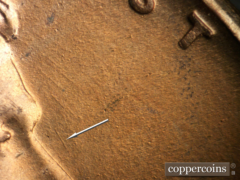 Die-stage B marker on 1953S•1MM•018 (1953 Repunched Mint Mark).