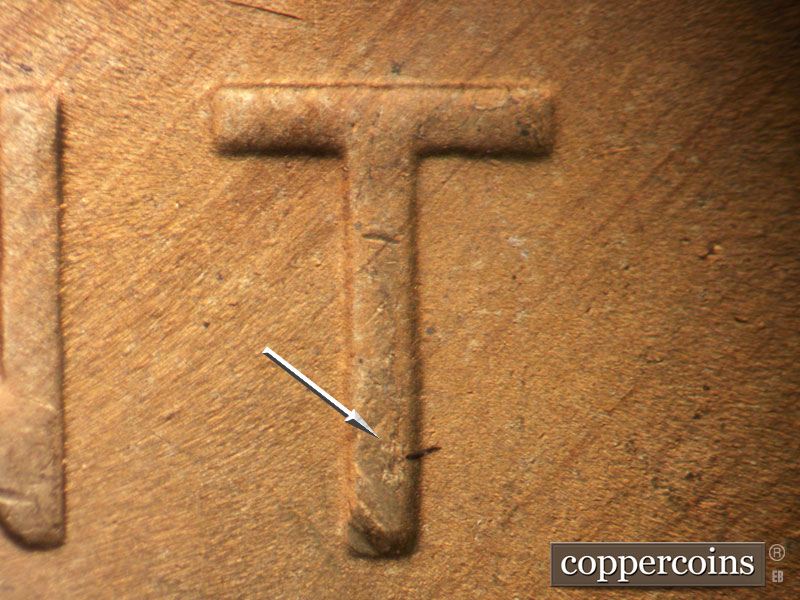 Die-stage B marker on 1953S•1MM•018 (1953 Repunched Mint Mark).