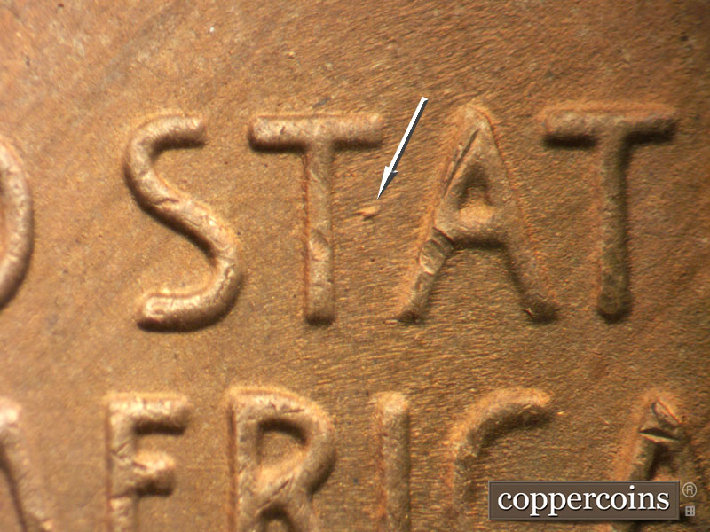 Die-stage B marker on 1953S•1MM•018 (1953 Repunched Mint Mark).