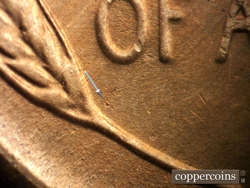 Die-stage B marker on 1953S•1MM•018 (1953 Repunched Mint Mark).