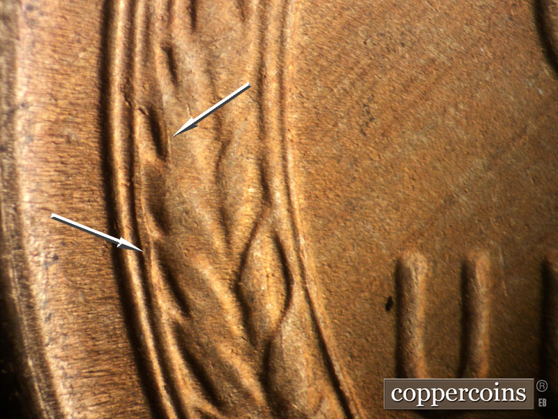 Die-stage B marker on 1953S•1MM•018 (1953 Repunched Mint Mark).