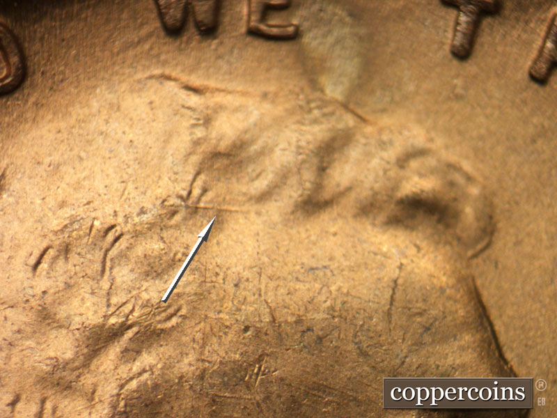 Die-stage C marker on 1953S•1MM•020 (1953 Repunched Mint Mark).