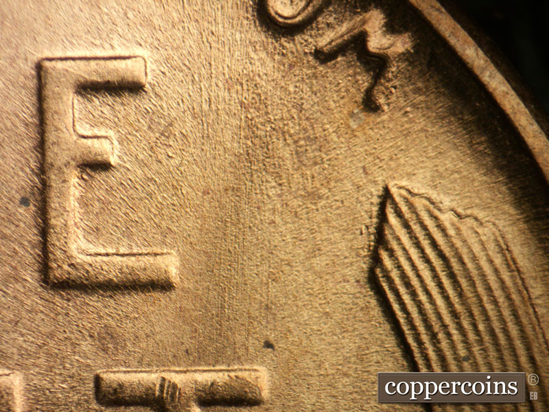 Die-stage B marker on 1953S•1MM•021 (1953 Repunched Mint Mark).
