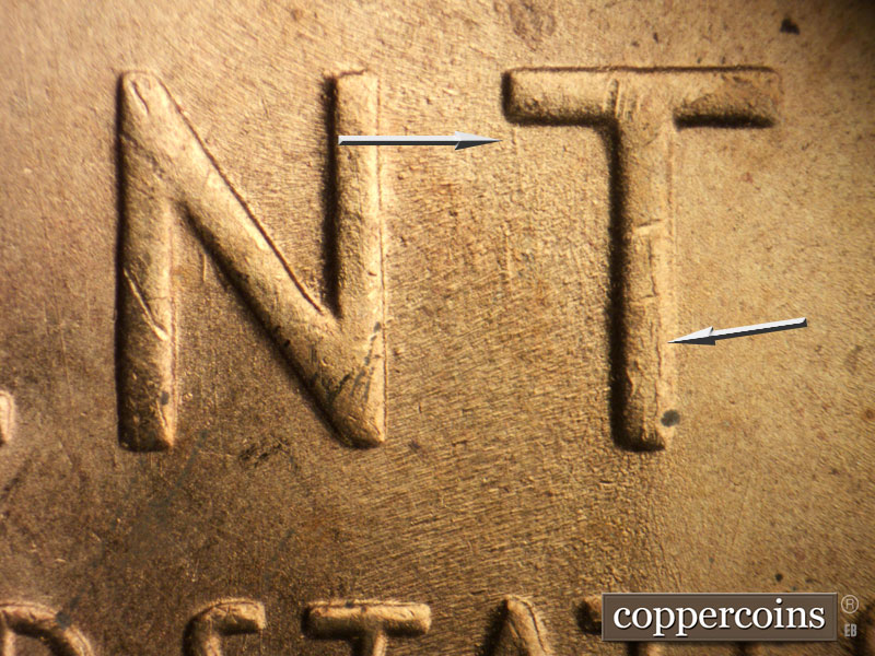 Die-stage B marker on 1953S•1MM•021 (1953 Repunched Mint Mark).