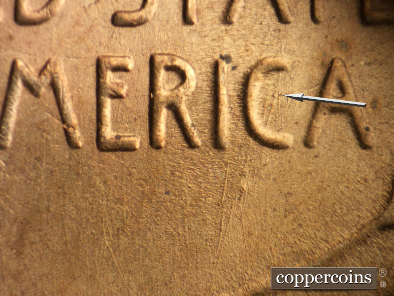 Die-stage B marker on 1953S•1MM•021 (1953 Repunched Mint Mark).