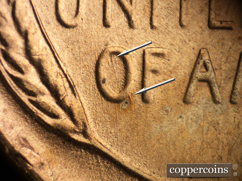 Die-stage B marker on 1953S•1MM•021 (1953 Repunched Mint Mark).