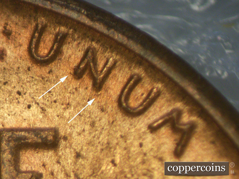 Die-stage A marker on 1953S•1MM•023 (1953 Repunched Mint Mark).
