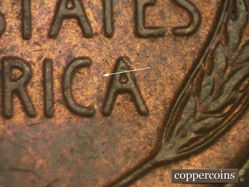 Die-stage A marker on 1953S•1MM•023 (1953 Repunched Mint Mark).