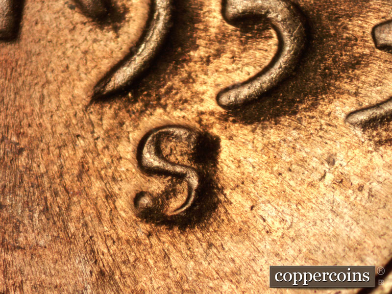 Die-stage C marker on 1953S•1MM•023 (1953 Repunched Mint Mark).