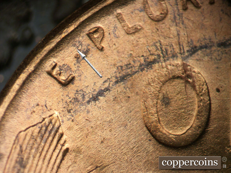 Die-stage C marker on 1953S•1MM•024 (1953 Repunched Mint Mark).