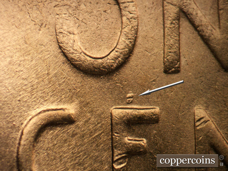 Die-stage B marker on 1953S•1MM•026 (1953 Repunched Mint Mark).
