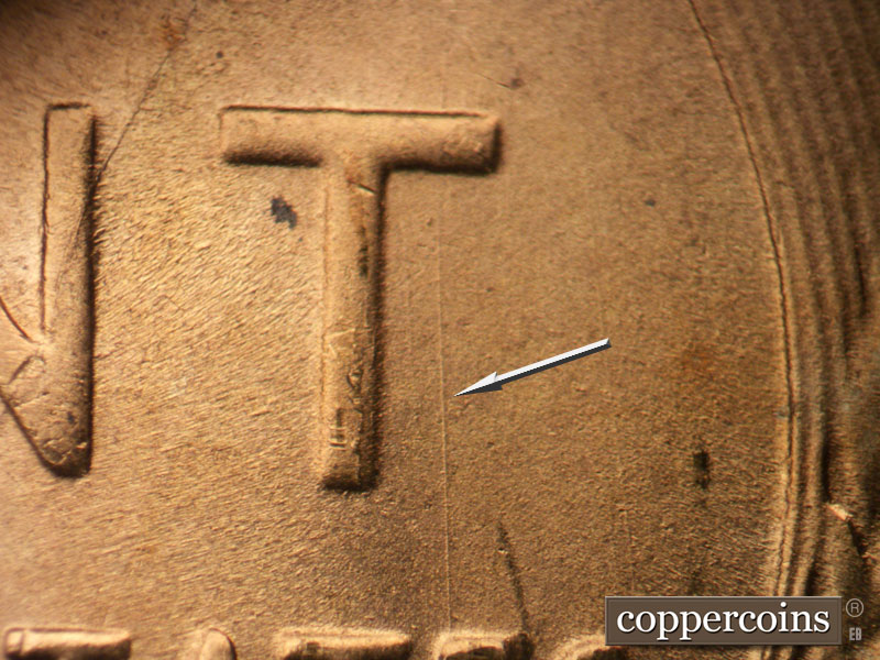 Die-stage B marker on 1953S•1MM•026 (1953 Repunched Mint Mark).