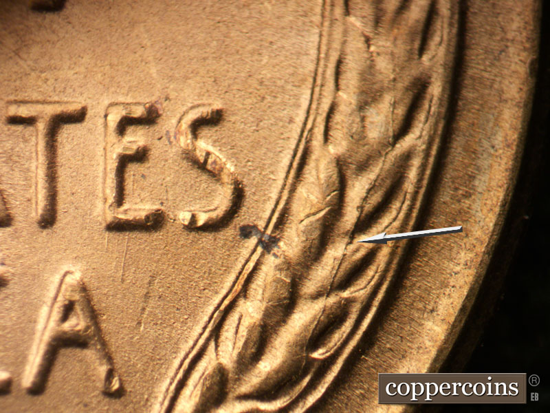 Die-stage B marker on 1953S•1MM•026 (1953 Repunched Mint Mark).