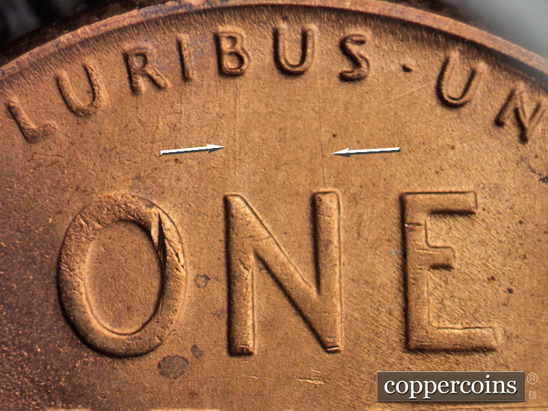Die-stage B marker on 1953S•1MM•031 (1953 Repunched Mint Mark).