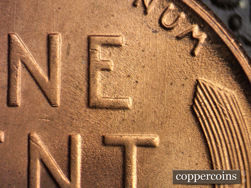 Die-stage B marker on 1953S•1MM•031 (1953 Repunched Mint Mark).