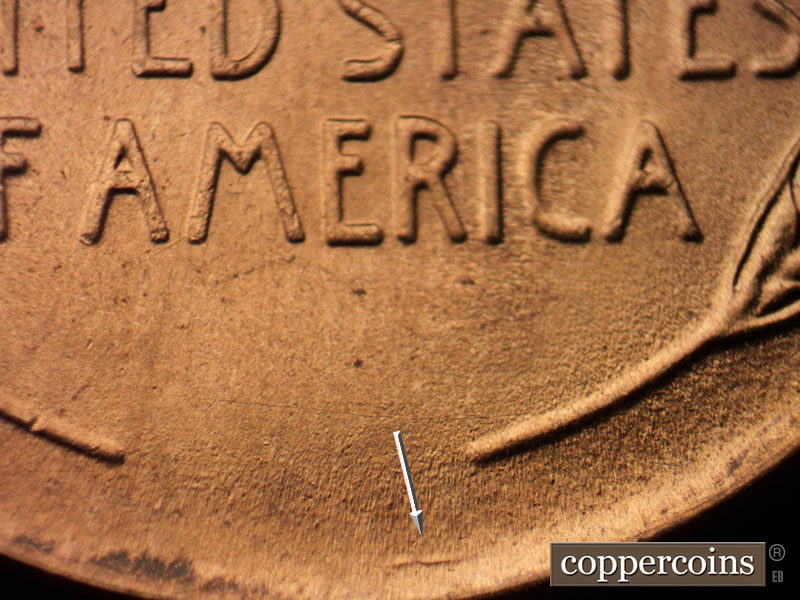 Die-stage B marker on 1953S•1MM•031 (1953 Repunched Mint Mark).