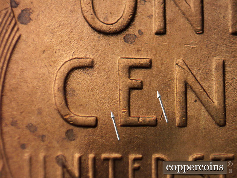 Die-stage B marker on 1953S•1MM•031 (1953 Repunched Mint Mark).