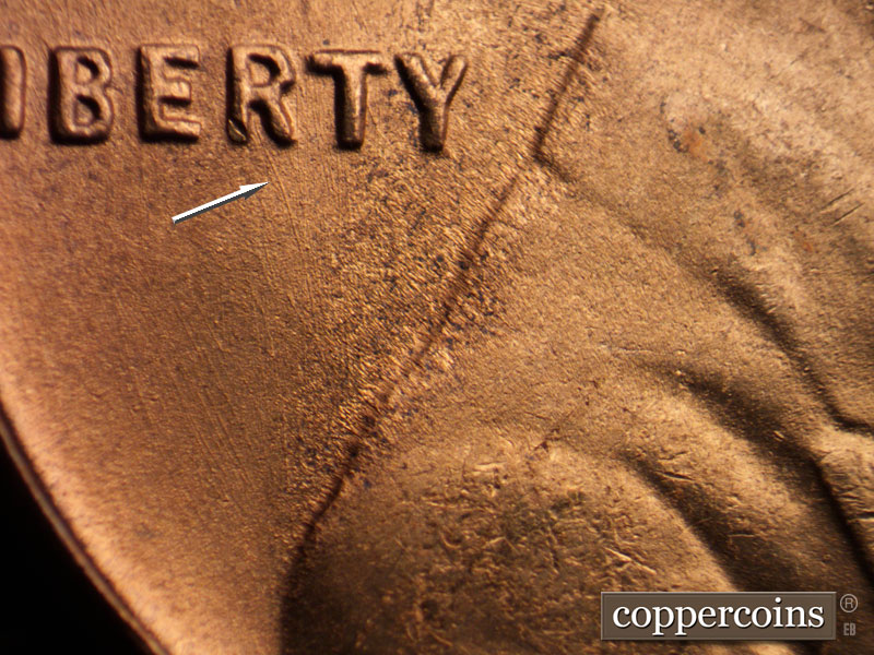 Die-stage B marker on 1953S•1MM•032 (1953 Repunched Mint Mark).