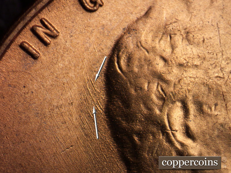 Die-stage B marker on 1953S•1MM•032 (1953 Repunched Mint Mark).
