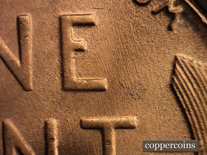 Die-stage B marker on 1953S•1MM•032 (1953 Repunched Mint Mark).