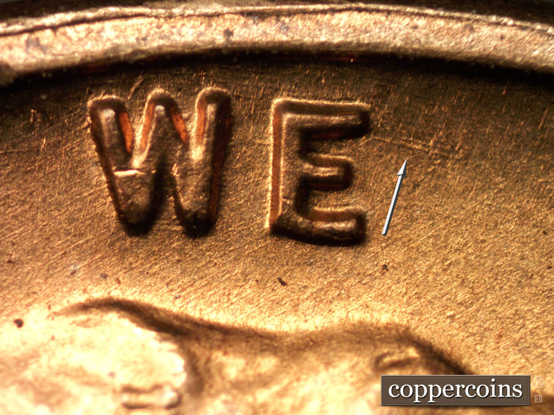 Die-stage A marker on 1953S•1MM•033 (1953 Repunched Mint Mark).