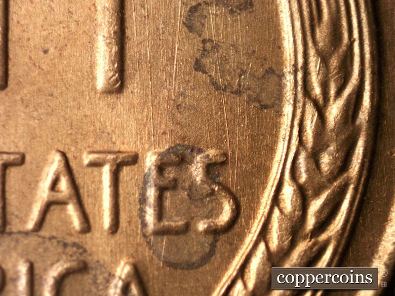 Die-stage A marker on 1953S•1MM•033 (1953 Repunched Mint Mark).