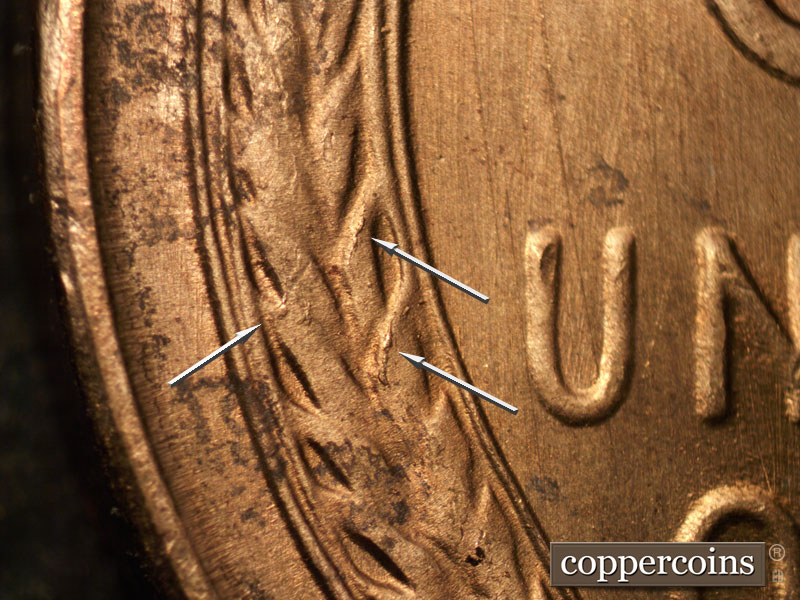 Die-stage A marker on 1953S•1MM•033 (1953 Repunched Mint Mark).