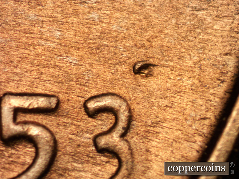 Die-stage C marker on 1953S•1MM•035 (1953 Repunched Mint Mark).