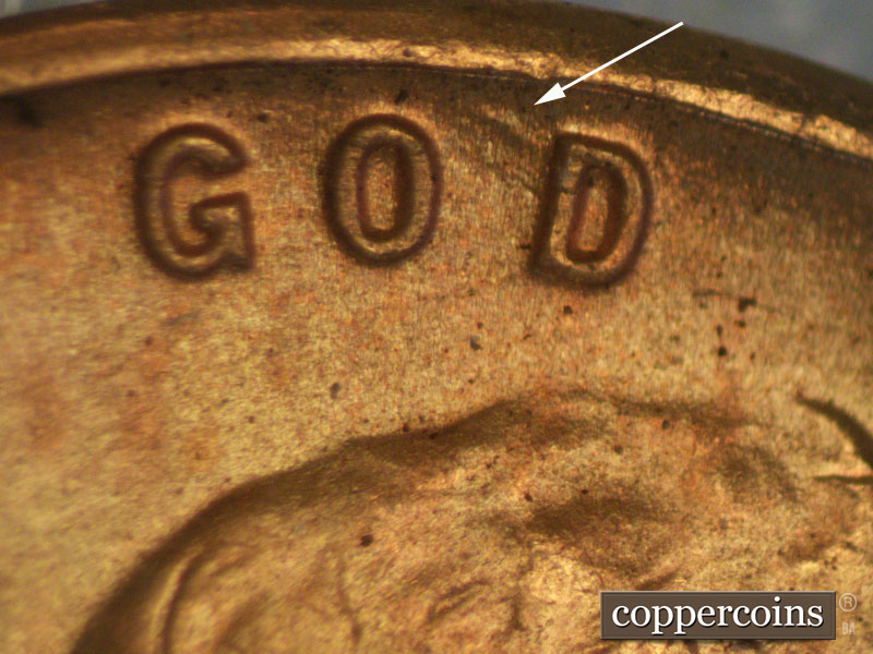 Die-stage B marker on 1953S•1MM•037 (1953 Repunched Mint Mark).