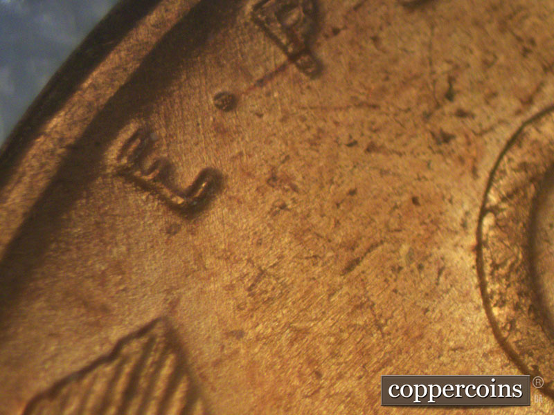 Die-stage B marker on 1953S•1MM•037 (1953 Repunched Mint Mark).