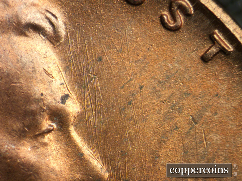 Die-stage B marker on 1953S•1MM•039 (1953 Repunched Mint Mark).