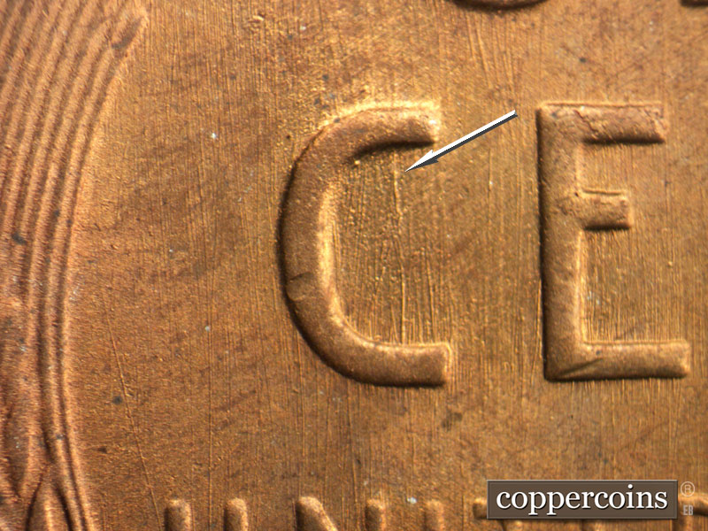 Die-stage B marker on 1953S•1MM•039 (1953 Repunched Mint Mark).