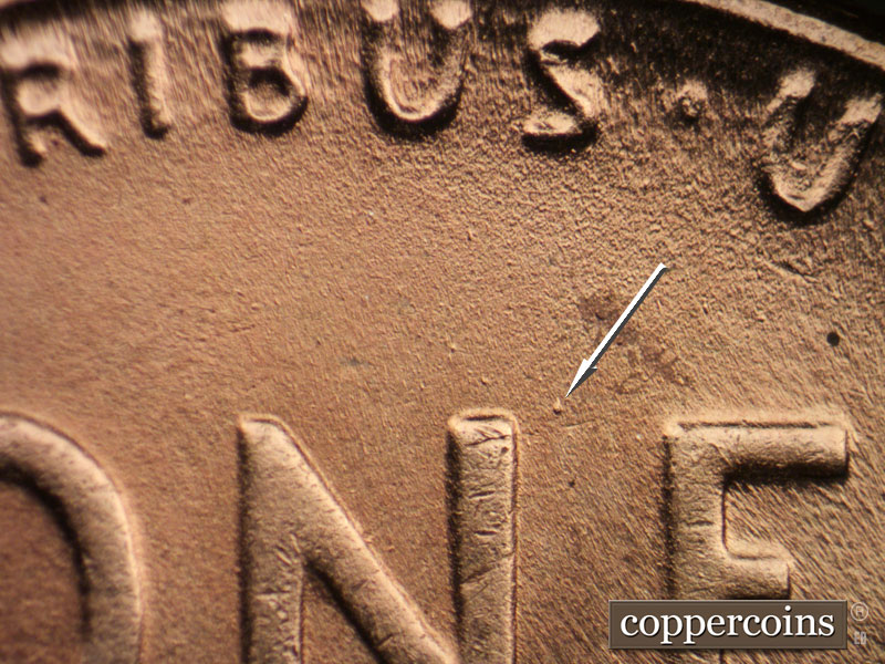 Die-stage B marker on 1953S•1MM•040 (1953 Repunched Mint Mark).