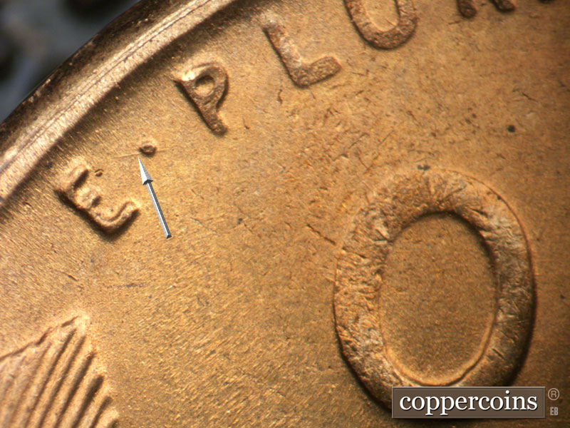 Die-stage A marker on 1953S•1MM•043 (1953 Repunched Mint Mark).