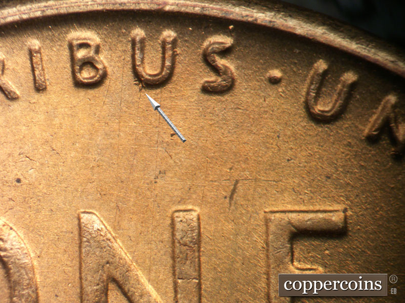 Die-stage A marker on 1953S•1MM•043 (1953 Repunched Mint Mark).