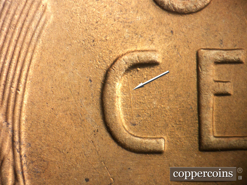 Die-stage A marker on 1953S•1MM•043 (1953 Repunched Mint Mark).