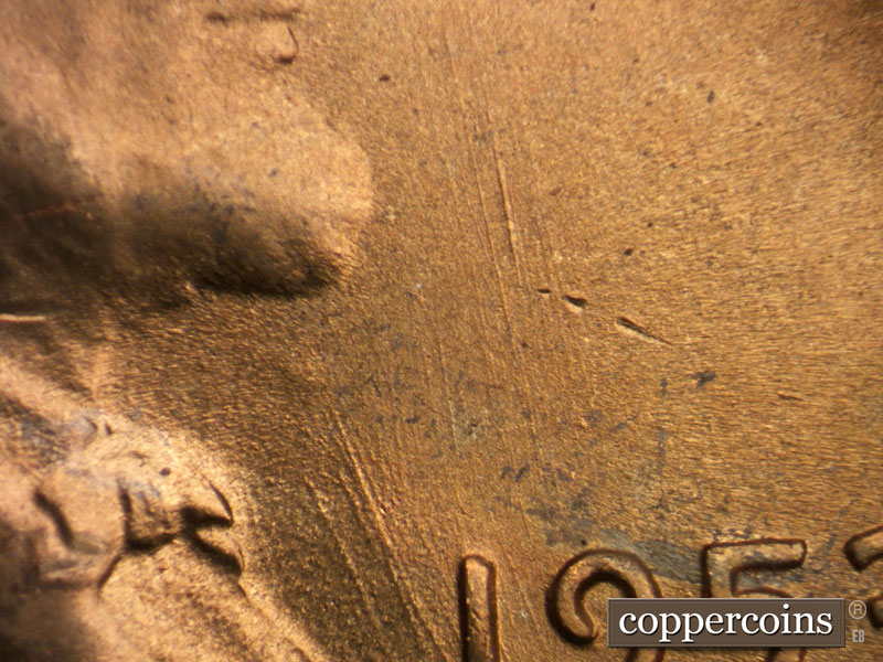 Die-stage B marker on 1953S•1MM•043 (1953 Repunched Mint Mark).