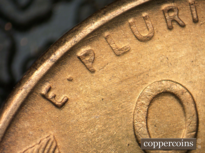 Die-stage B marker on 1953S•1MM•043 (1953 Repunched Mint Mark).