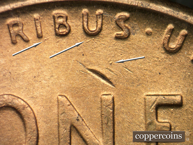 Die-stage B marker on 1953S•1MM•043 (1953 Repunched Mint Mark).