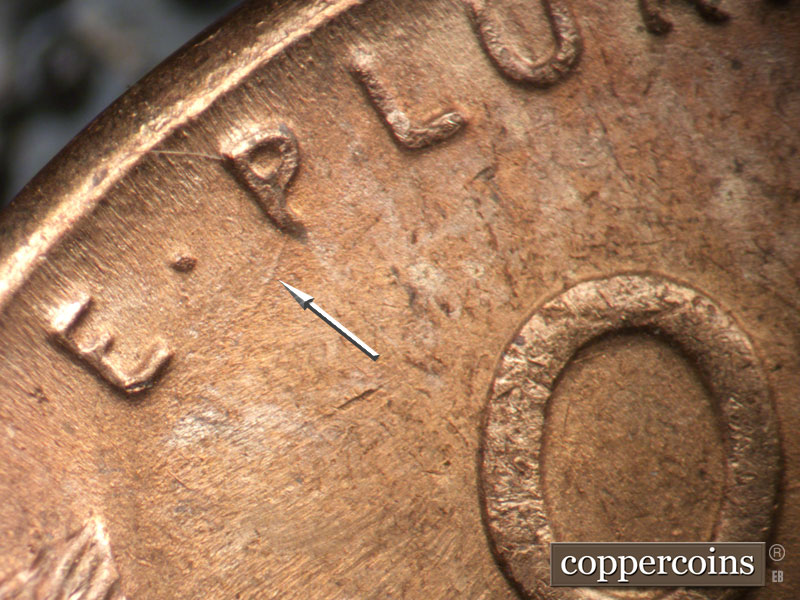 Die-stage B marker on 1953S•1MM•045 (1953 Repunched Mint Mark).