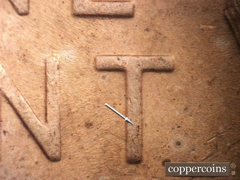 Die-stage B marker on 1953S•1MM•045 (1953 Repunched Mint Mark).
