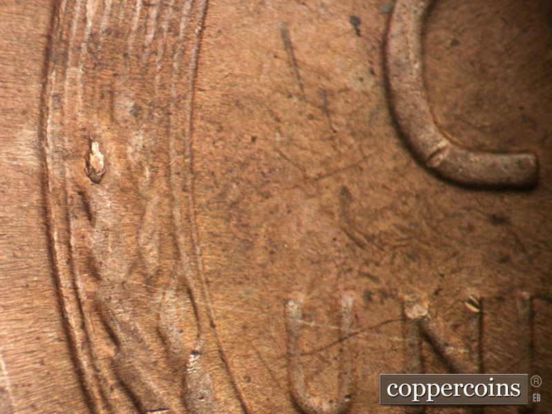 Die-stage B marker on 1953S•1MM•045 (1953 Repunched Mint Mark).
