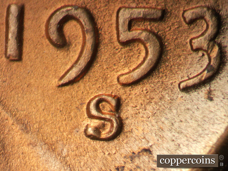 Die-stage C marker on 1953S•1MM•045 (1953 Repunched Mint Mark).