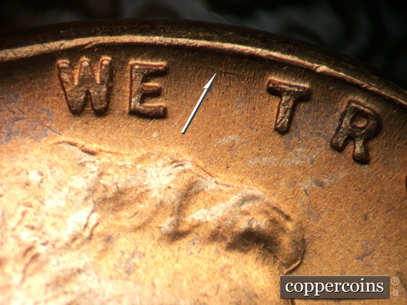Die-stage B marker on 1953S•1MM•046 (1953 Repunched Mint Mark).