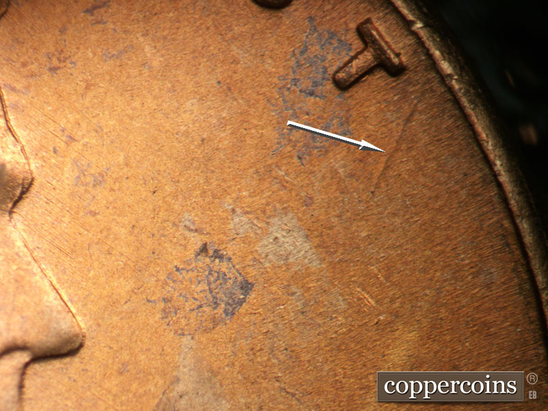 Die-stage B marker on 1953S•1MM•046 (1953 Repunched Mint Mark).