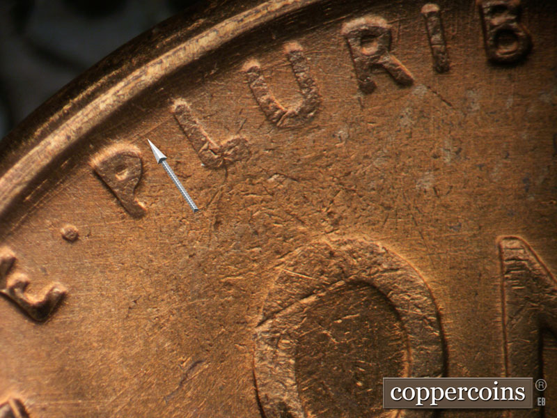 Die-stage B marker on 1953S•1MM•046 (1953 Repunched Mint Mark).
