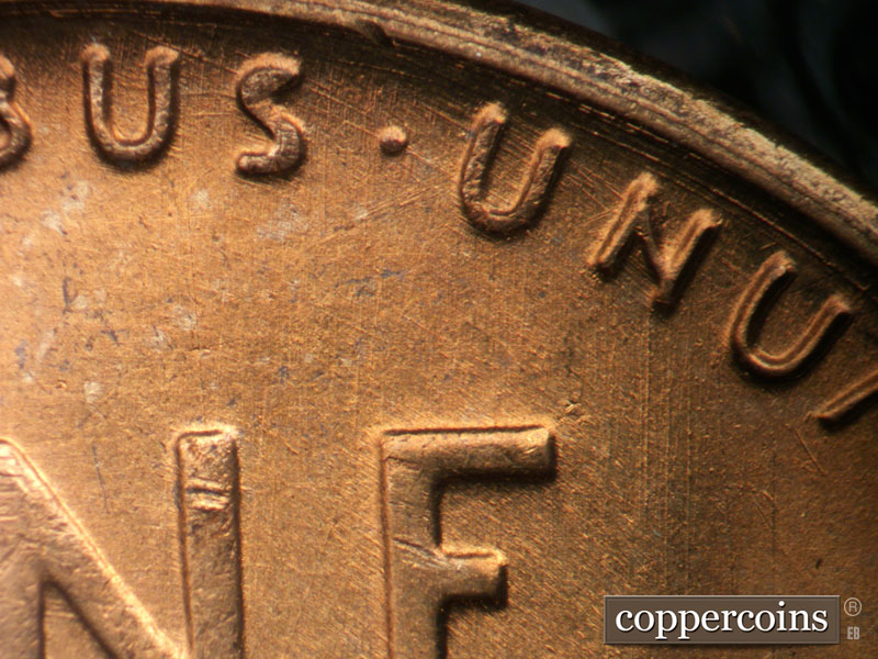 Die-stage B marker on 1953S•1MM•046 (1953 Repunched Mint Mark).